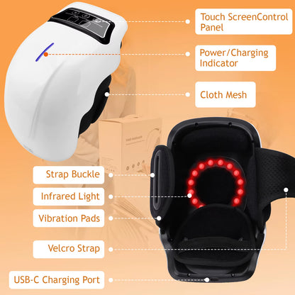 Knee Massage Device Electric Knee Massager Adjustable Temperature Vibration Cordless Knee Massager with LED Screen White