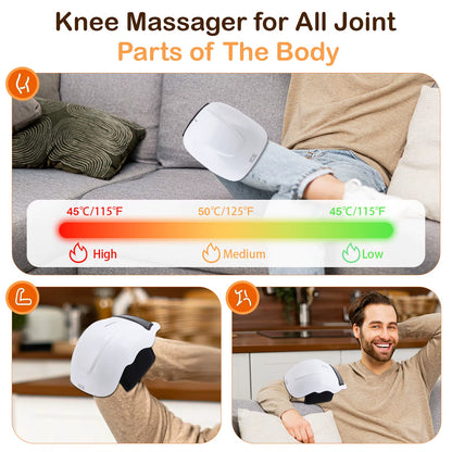 Knee Massage Device Electric Knee Massager Adjustable Temperature Vibration Cordless Knee Massager with LED Screen White