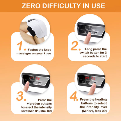 Knee Massage Device Electric Knee Massager Adjustable Temperature Vibration Cordless Knee Massager with LED Screen White