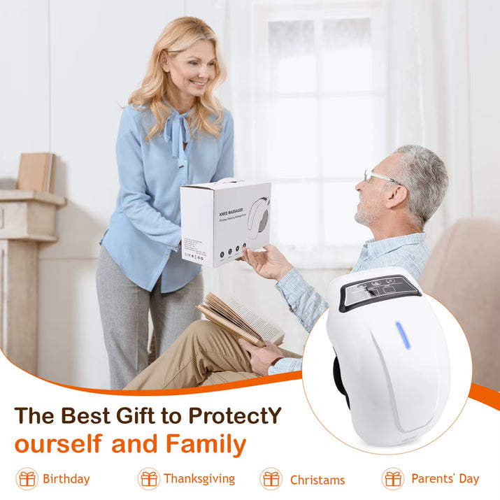 Knee Massage Device Electric Knee Massager Adjustable Temperature Vibration Cordless Knee Massager with LED Screen White